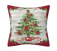 Taie d'oreiller 60x60 Arbre De Noël Vert Housse Coussin 60x60 Protege Oreiller Lin Lavable Coussins Décoratifs avec Zip Caché Housse Coussin Canapé pour Voitures Salon