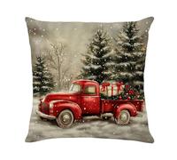 Taie d'oreiller 60x60 Camion Arbre Vert Housse Coussin 60x60 Protege Oreiller Lin Lavable Coussins Décoratifs avec Zip Caché Housse Coussin Canapé pour Voitures Salon