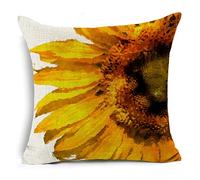 Taie d'oreiller 60x60 Fleur Beige Orange Protège Oreiller Lin Housse de Coussin Respirable Housse Coussin Canapé avec Fermeture Éclair Coussins Décoratifs Lot de 1