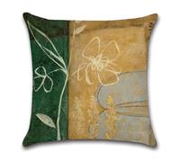 Taie d'oreiller 60x60 Fleur Verte Vintage Housse Coussin 60x60 Protege Oreiller Lin Lavable Coussins Décoratifs avec Zip Caché Housse Coussin Canapé pour Voitures Salon