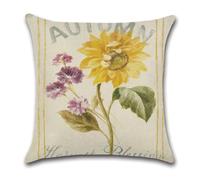 Taie d'oreiller 60x60 Fleurs Jaunes Violettes Housse Coussin 60x60 Protege Oreiller Lin Lavable Coussins Décoratifs avec Zip Caché Housse Coussin Canapé pour Voitures Salon
