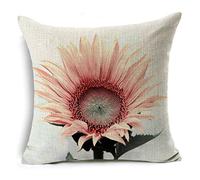 Taie d'oreiller 60x60 Tournesol Rose Protège Oreiller Lin Housse de Coussin Respirable Housse Coussin Canapé avec Fermeture Éclair Coussins Décoratifs Lot de 1