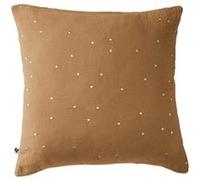 OUREA MOTIF - Taie d'Oreiller 60x60cm Gaze de Coton Camel à Pois Dorés -