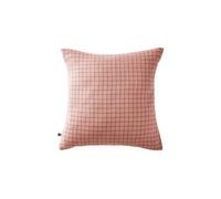 OUREA MOTIF - Taie d'Oreiller 60x60cm Gaze de Coton Rose Pêche à Petits Carreaux -