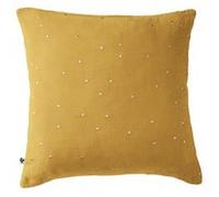 OUREA MOTIF - Taie d'Oreiller 60x60cm Gaze de Coton Safran à Pois Dorés -