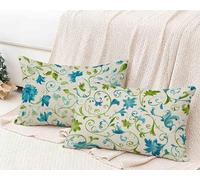 Taie d'oreiller 60X80 cm Lot de 2, Housse de Coussin Bleu Taie Oreiller William Morris Coussin Rectangulaire Impermeable Design avec Fermeture Éclair Invisible pour Decoration Chambre -lsy2501276