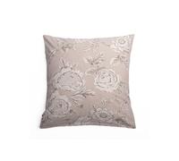 Taie d'oreiller 63x63cm coton coton imprimé recto floral verso rayé beige - COTTAGE -