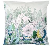 Taie d'oreiller 65x65 cm percale de coton BALI motif floral vert