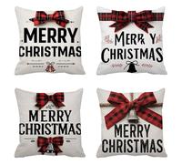 Taie d'oreiller 65x65 Lot de 4 Lin Housse Coussin Noeud Papillon Coussins Canapé Couleur Coussin Decoratif Carré Housse Oreiller, Taies D'oreillers Exterieur Impermeable, pour Décoration Maison t-312