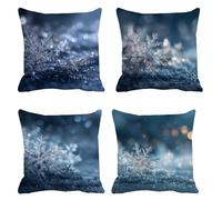 Taie d'oreiller 75 x 75 cm Lot de 4 Velours Housse de Coussin Flocons Neige Coussin de Canapé Bleu Carré Respirant Taie Oreiller, Housse Oreiller Canapé Impermeable, pour Décoration Maison t-892