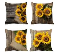 Taie d'oreiller 75 x 75 cm Lot de 4 Velours Housse de Coussin Tournesol Coussin de Canapé Jaune Carré Respirant Taie Oreiller, Housse Oreiller Canapé Impermeable, pour Décoration Maison Moderne t-847