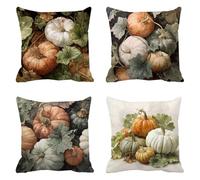 Taie d'oreiller 75x75 Lot de 4 Lin Housse Coussin Citrouille Coussins Canapé Blanc Coussin Decoratif Carré Housse Oreiller, Taies D'oreillers Exterieur Impermeable, pour Décoration Maison t-609