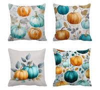 Taie d'oreiller 75x75 Lot de 4 Velours Housse Coussin Citrouille Coussins Canapé Couleur Cyan Coussin Decoratif Carré Housse Oreiller, Taies D'oreillers Exterieur, pour Décoration Maison t-619