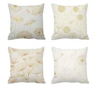 Taie d'oreiller 75x75 Lot de 4 Velours Housse Coussin Couleur Beige Coussins Canapé Les Plantes Coussin Decoratif Carré Housse Oreiller, Taies D'oreillers Exterieur, pour Décoration Maison t-599