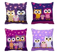 Taie D'oreiller 75x75 Lot de 4 Velours Housse Coussin La Chouette Coussins Canapé La couleur violette Coussin Decoratif Carré Housse Oreiller, Taies D'oreillers Exterieur, pour Décoration Maison t-577