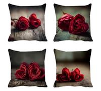 Taie d'oreiller 75x75 Lot de 4 Velours Housse Coussin Les Roses Coussins Canapé Gris Coussin Decoratif Carré Housse Oreiller, Taies D'oreillers Exterieur Impermeable, pour Décoration Maison t-583