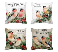 Taie d'oreiller 75x75 Lot de 4 Velours Housse Coussin Oiseaux Coussins Canapé Noël Coussin Decoratif Carré Housse Oreiller, Taies D'oreillers Exterieur Impermeable, pour Décoration Maison t-640