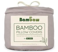 Taie d'oreiller 80x80 Gris Clair Lot de 2 | Tissu Bambou Bio | Housse Oreiller Anti Acariens | Taie pour Oreiller Doux | Drap Refroidissant | Taies De Coussin | Housse d'oreiller | Bambaw