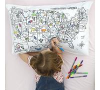 Taie d'oreiller à colorier pour Enfants - Housse de Coussin réutilisable avec marqueurs lavables, activités artistiques et Artisanales éducatives pour garçons et Filles, Cadeau Amusant pour Jeu