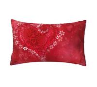 Taie d'oreiller à fermeture éclair invisible en forme de cœur rouge pour la Saint-Valentin, 30 x 50 cm, douce et confortable, douce pour la peau et durable.