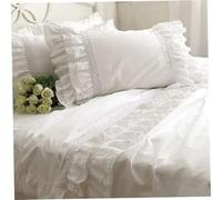 Taie d'oreiller à Volants, taie d'oreiller en Coton brodé 19 x 29 Pouces avec Dentelle Assortie et Volants, ' Lavable et Shabby, décoration de canapé-lit.