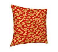 Taie d'oreiller Abstract Golden Clouds Red Background Watercolor Nature Wonder Art Design Taie Coussin Super Doux Housses De Coussin pour Maison Patio Extérieur Jardin 45X45 CM