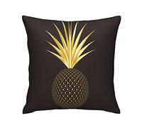 Taie d'oreiller Abstract Golden Pineapple Tropical Fruit Black Background Art Painting Housse d'oreiller Decoratif Taies Oreiller pour Patio Maison Chambre 45X45 CM