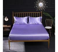 Taie d'oreiller, argenté en Argent ajusté de Couleur Unie Solide en Satin draps Queen pour lit à doutes de lit à doutes d'oreiller, taie d'oreiller 4,2 50x75 cm