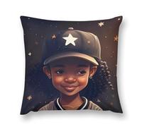 Taie d'oreiller Art Sportif De Fille Noire Afro-Américaine Taie Oreiller Imprimé Housse Coussin pour Lit, Meubles, Chambre, 45x45cm