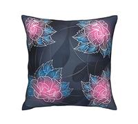 Taie d'oreiller Beautiful Glowing Flowers Blue Pink Creative Art Design Housse d'oreiller Decoratif Taies Oreiller pour Maison Patio Extérieur Jardin 45X45 CM