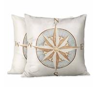 Taie d'oreiller Boussole Vintage À Motif Antique, Géographie Mondiale Taies D'Oreillers Hypoallergéniquea Set of 2 Taies d'oreiller pour Linge De Lit Salon Maison 45X45 Cm