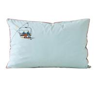 Taie d'oreiller brodée 50x80 cm en percale de coton PASSE MONTAGNE bleu givré