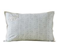 Taie d'oreiller brodée 50x80 cm en percale de coton SPITZBERG bleu céladon