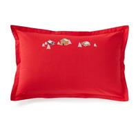 Taie d'oreiller brodée 50x80 cm motif montagne collection VALLEE rouge montagne