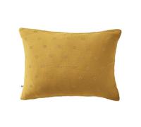 Taie d'oreiller brodée Double Gaze de Coton Jaune Safran 50x70 cm