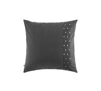 Taie d'oreiller brodée plis religieuses anthracite 63x63 cm