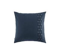 Taie d'oreiller brodée plis religieuses marine 63x63 cm