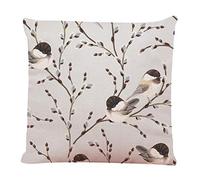 Taie d'oreiller Brown Animal of Willow Branches and Birds Black Capped Chickadee on Gray in Vintage Watercolor Style Pillow Covers Respirant Housse Oreillers pour Salon Maison 45x45 CM