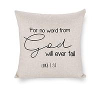 Taie d'oreiller Car Aucune Parole De Dieu Ne Faillira Jamais. Noël Rustique Protege Oreiller Confortable Housse Oreiller Résistant Housse De Coussin pour Bureau Chambre Balcon 45X45CM