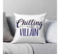 Taie d'oreiller carrée Chilling Like A Villain en polyester et lin avec fermeture éclair