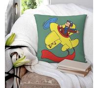 Taie d'oreiller carrée Curious George dans un avion en polyester - Décoration confortable pour la maison et la chambre à coucher