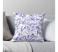 Taie d'oreiller carrée Dragon Age Delft Blue Nugs en polyester et lin avec fermeture éclair imprimée