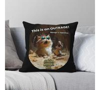Taie d'oreiller carrée Dungeon Crawler Carl This Is An Outrage en velours polyester et lin imprimé avec fermeture éclair