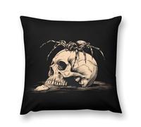 Taie d'oreiller carrée en Peluche tête de Mort d'araignée démoniaque, Douce et décorative, pour canapé, Chambre ou Voiture, 61 x 61 cm