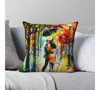 Taie d'oreiller carrée en polyester et lin avec fermeture éclair Motif danse sous la pluie