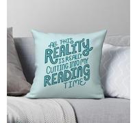 Taie d'oreiller carrée en polyester et lin avec fermeture éclair Motif Reality Cutting Into My Reading Time