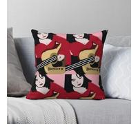 Taie d'oreiller carrée en polyester et lin avec fermeture éclair Motif She Plays The Guitar