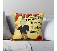 Taie d'oreiller carrée Fire Burn Your Problems Away en polyester et lin avec motif velours