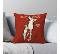 Taie d'oreiller carrée Mon Oncle Jacques Tati Polyester Lin Velours Imprimé Fermeture Éclair Décor Canapé Housse de Coussin