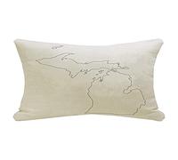 Taie d'oreiller Carte Abstraite du Michigan, Contours, Éducation, Découpage, Atlas Administratif Divers, Frontière du Midwest Respirant Protege Oreiller Housse Oreiller pour 40X60CM